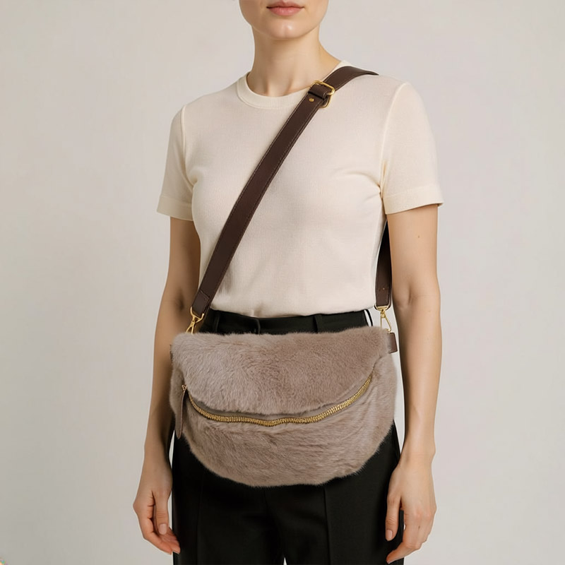 HANDBAG FLUFFY FABRIC 3ass