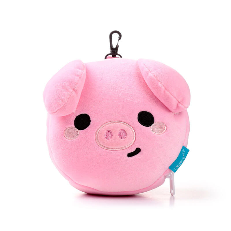 RELAXEAZZZ 2 IN 1 TRAVEL PILLOW & SLEEPING MASK ADORAMALS OLIVER THE PIG