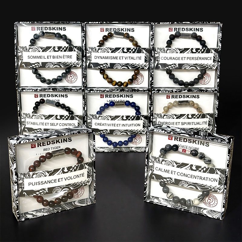 DISPLAY BRACELETS REDSKINS NATURAL STONES 72pcs