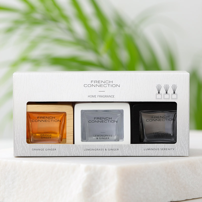 FRENCH CONNECTION WOODEN SURROUND DIFFUSERS GIFT SET 3 X 50ML