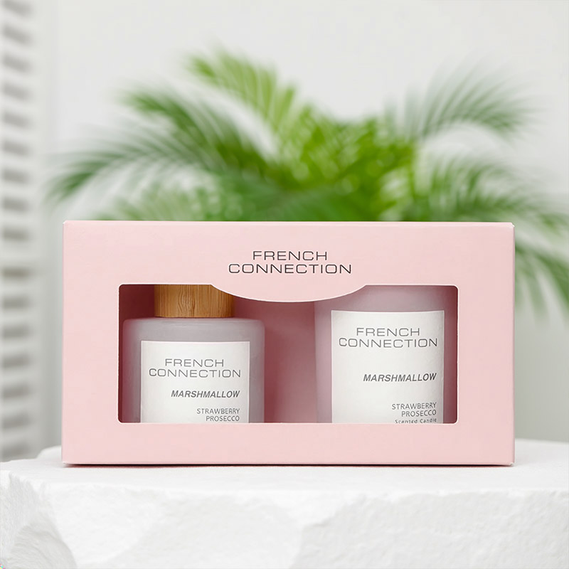 FRENCH CONNECTION PASTEL STRAWBERRY PROSECCO CANDLE 141G + DIFFUSER 100ML GIFT SET