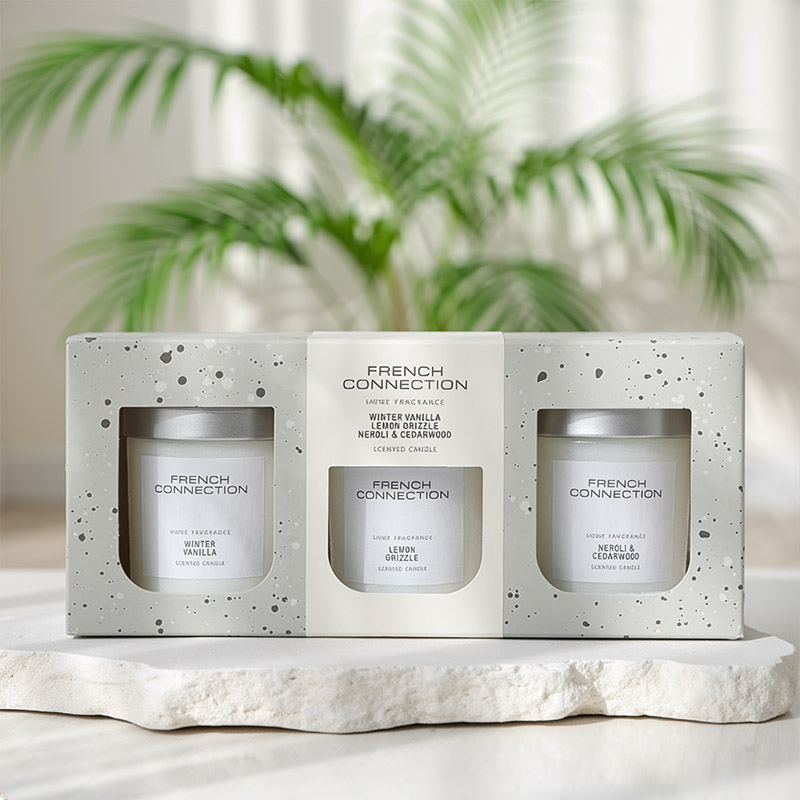 FRENCH CONNECTION WHITE CANDLES GIFT SET 3 X 52G