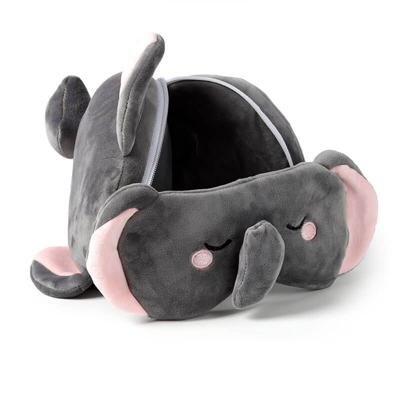RELAXEAZZZ 2 IN 1 TRAVEL PILLOW & SLEEPING MASK ADORAMALS JANU THE ELEPHANT