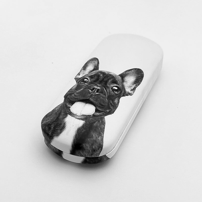 GLASSES CASE DOG BLACK & WHITE