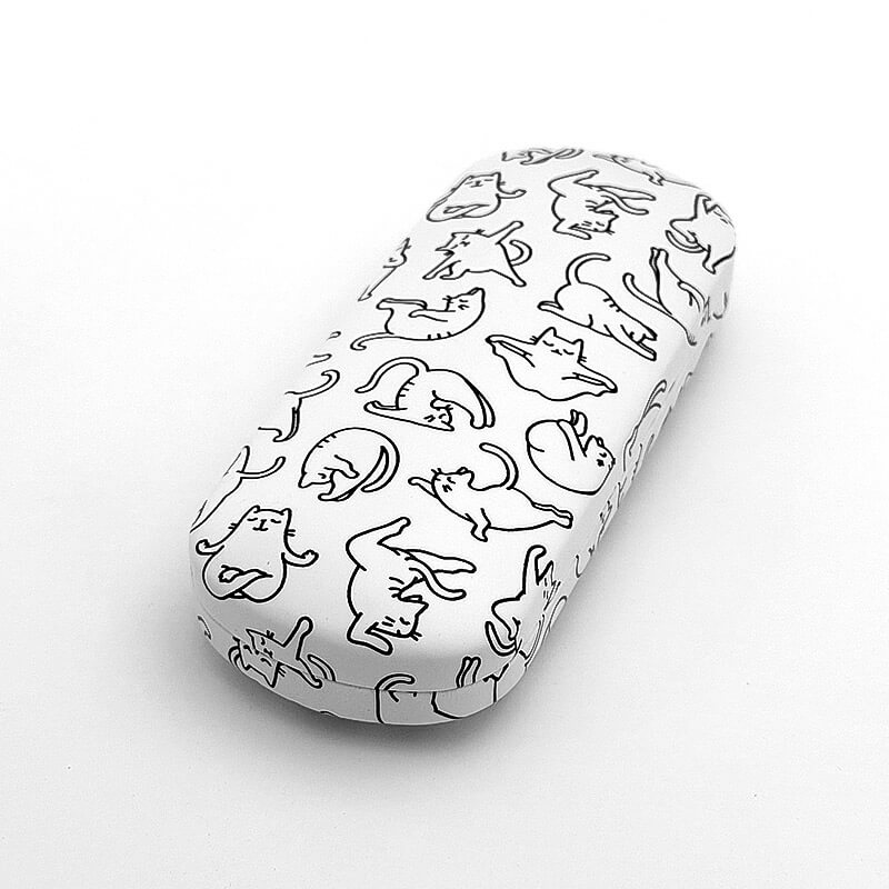 GLASSES CASE YOGA CAT WHITE