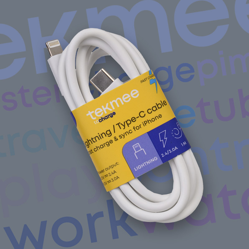 TEKMEE 1M 3A LIGHTNING/TYPE-C CABLE BULK 14pcs