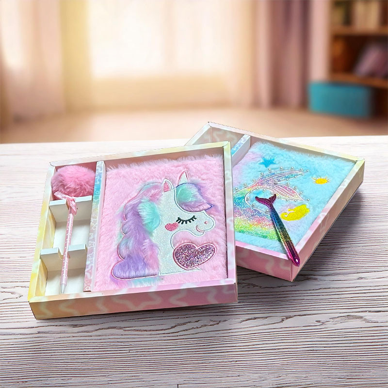 SOFT DIARY SET WITH PADLOCK & PEN 6ass