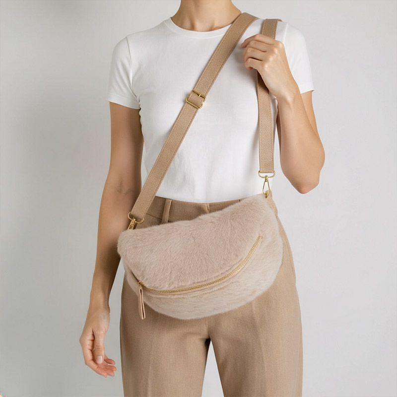 HANDBAG FLUFFY FABRIC 3ass