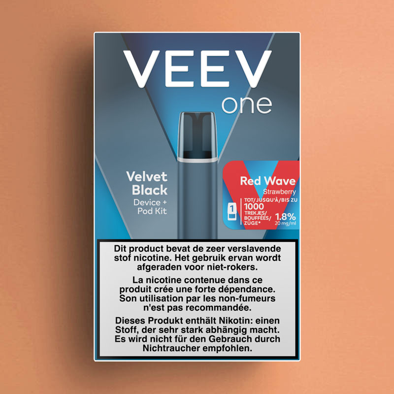 VEEV ONE KIT VELVET BLACK DEVICE + RED WAVE STRAWBERRY POD 20MG