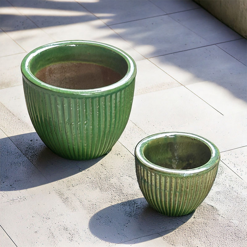 LINNEA FLOWERPOT GREEN 14CM+18,5CM SET