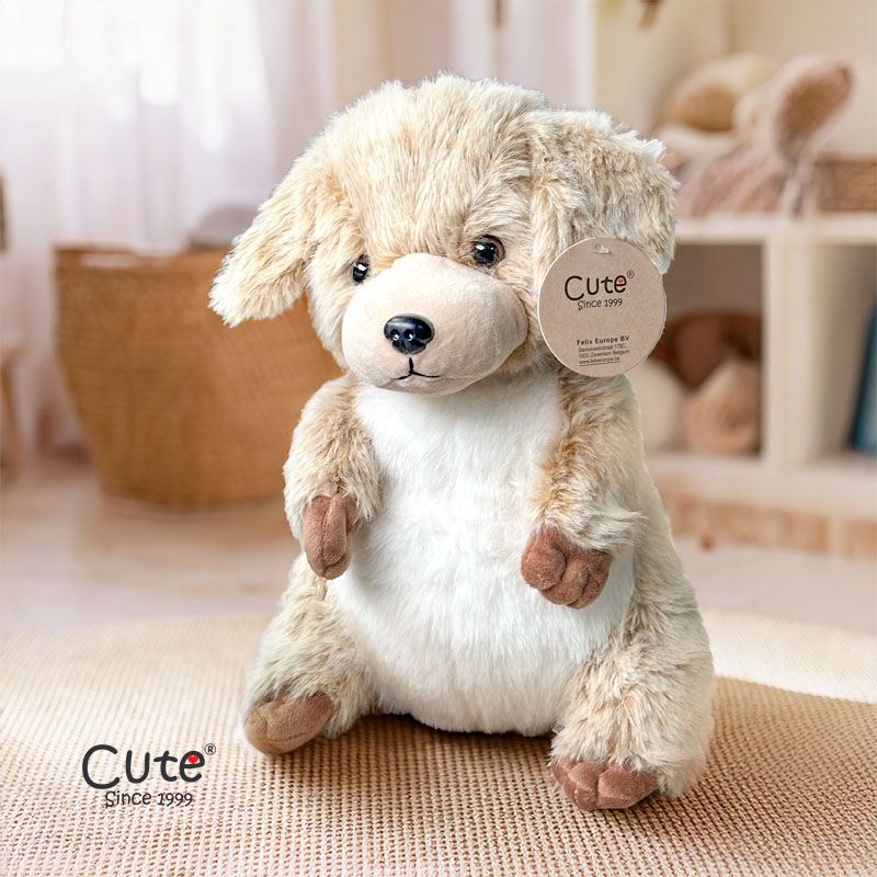 DOG BEIGE SITTING 32CM