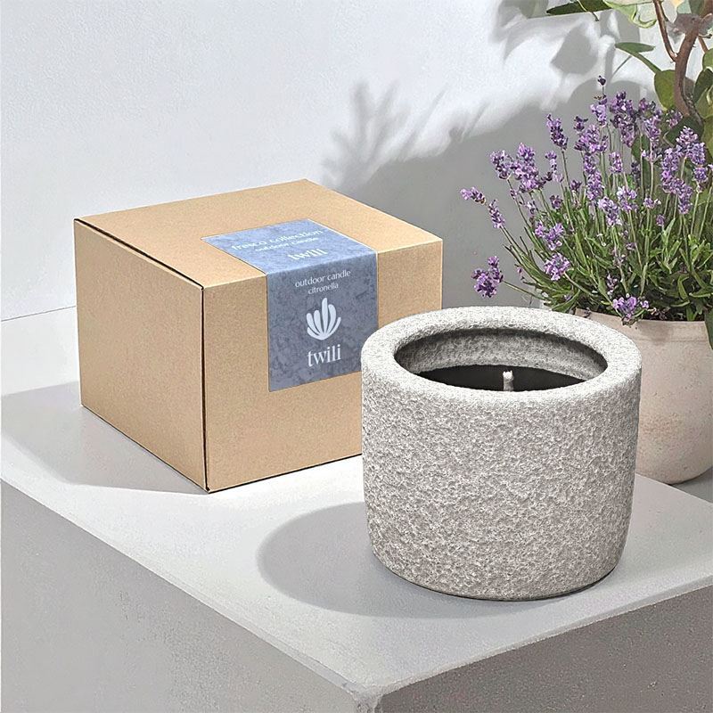 TWILI OUTDOOR CITRONELLA CANDLE FRESCO SMOKEY GREY MEDIUM