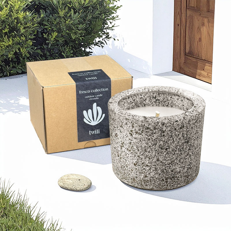 TWILI OUTDOOR CITRONELLA CANDLE FRESCO ASH GREY LARGE