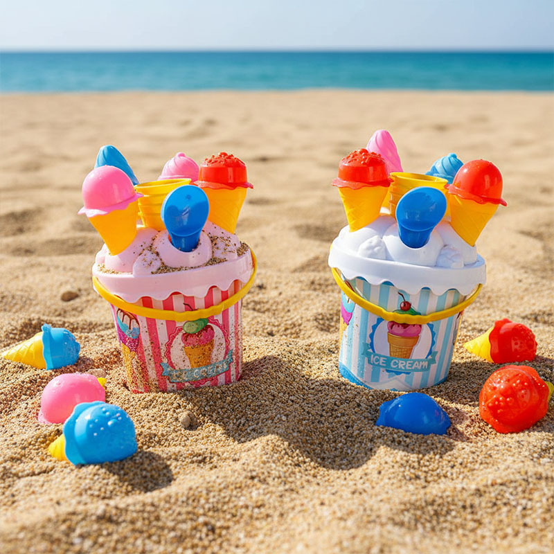 ICE CREAM BUCKET SET BLUE & PINK 17cm 2ASS