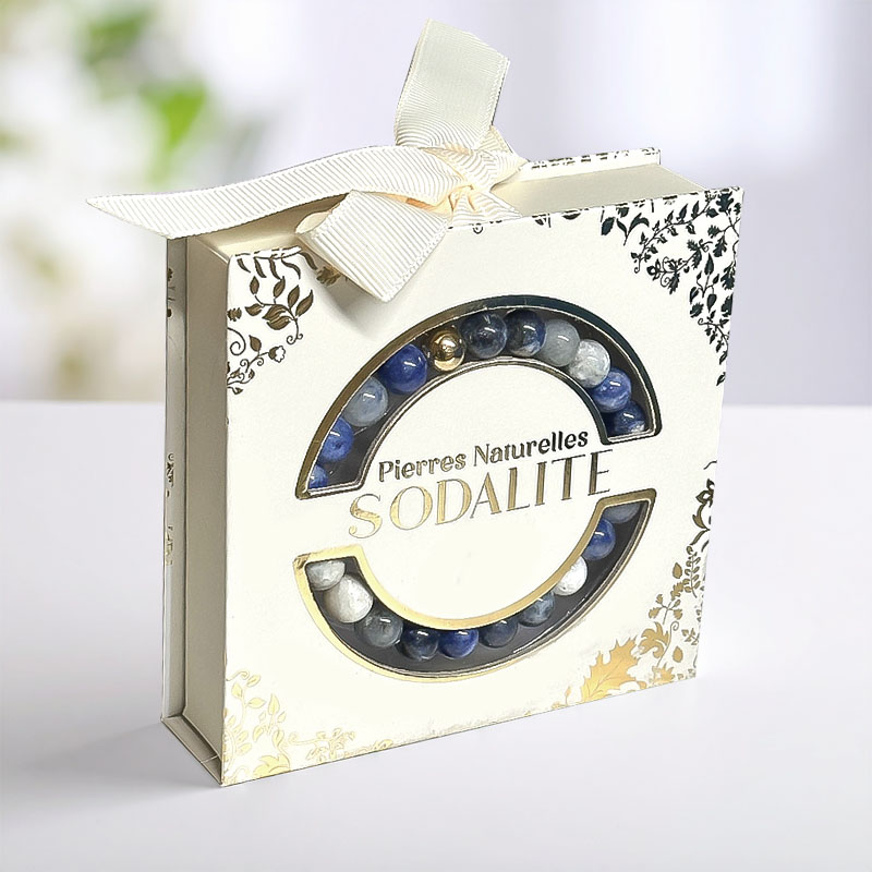 BRACELET PIERRE NATUREL ACIER SODALITÉ