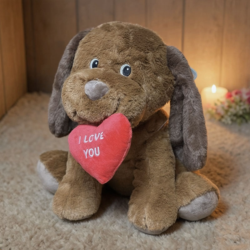VALENTINE DOG WITH HEART 35CM