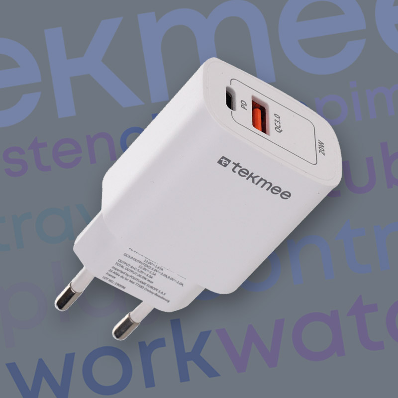 TEKMEE PD+QC 20W WALL FAST CHARGER BULK 6pcs
