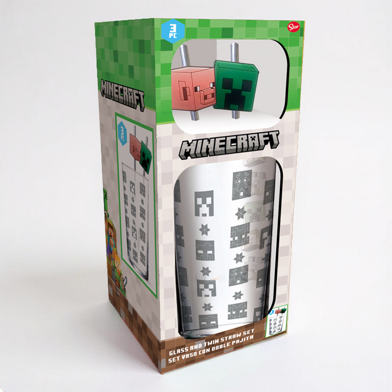 GLASS & STRAW SET MINECRAFT
