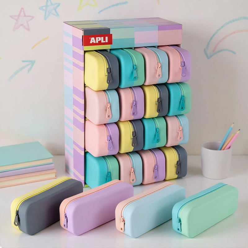 PENCIL CASE SILICONE TWO TONE PASTEL /16