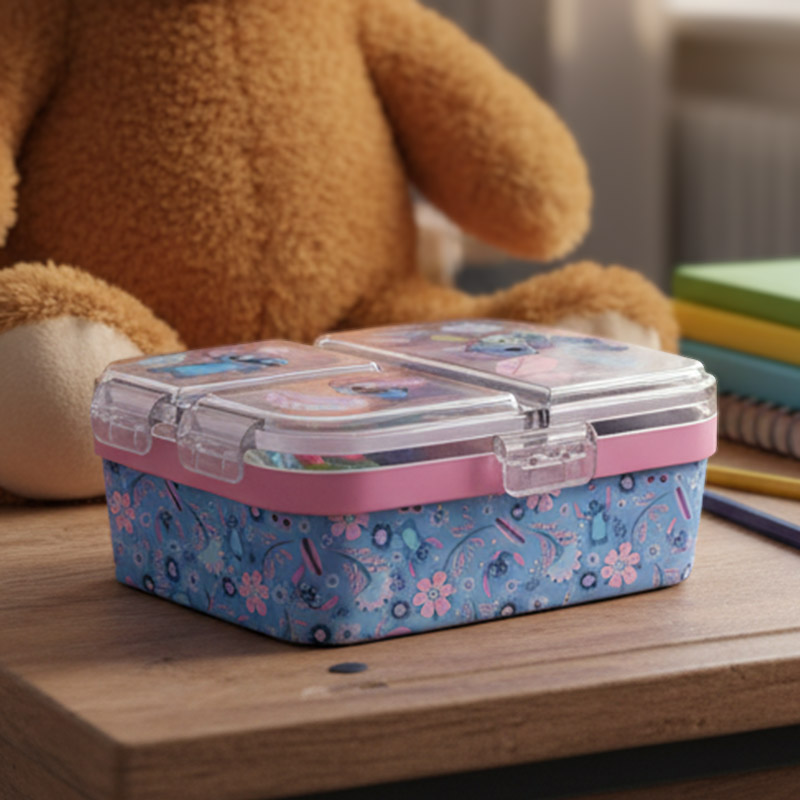 LUNCHBOX MULTI COMPARTMENT STITCH PINK JUNGLE