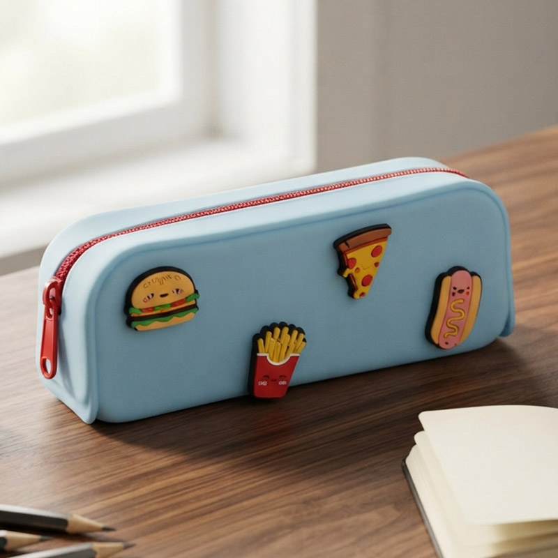 PENCIL CASE SILICONE FOODIEMALS WITH CHARMS
