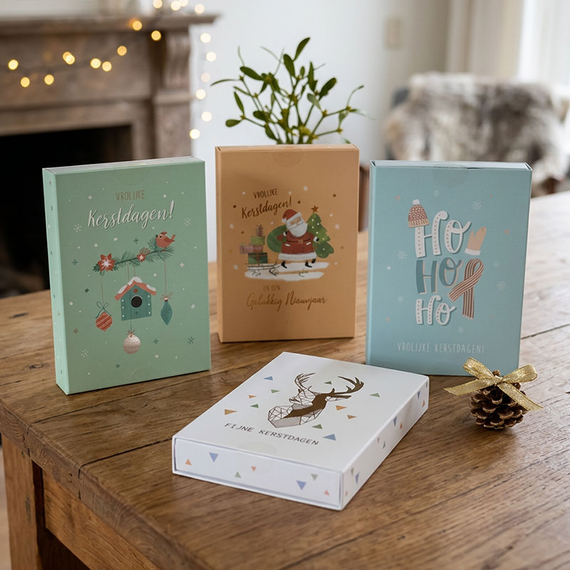 WENSKAARTEN KERSTMIS SLEEVE BOX 10pcs