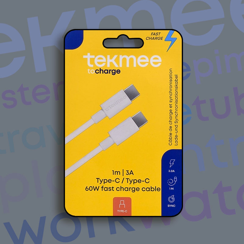 TEKMEE 1M 60W USB-C TO USB-C FAST CHARGE