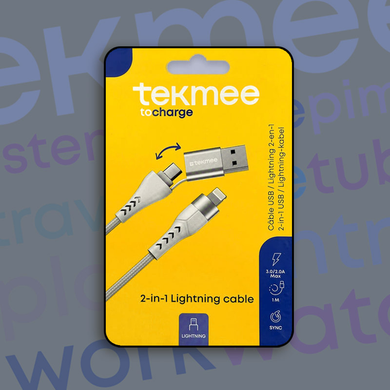 TEKMEE 2 IN 1 LIGHTNING CABLE