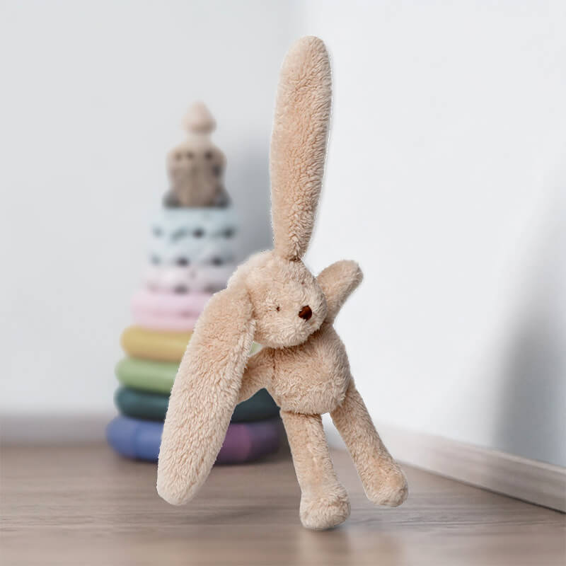 BUNNY WITH RATTLE BROWN 23CM