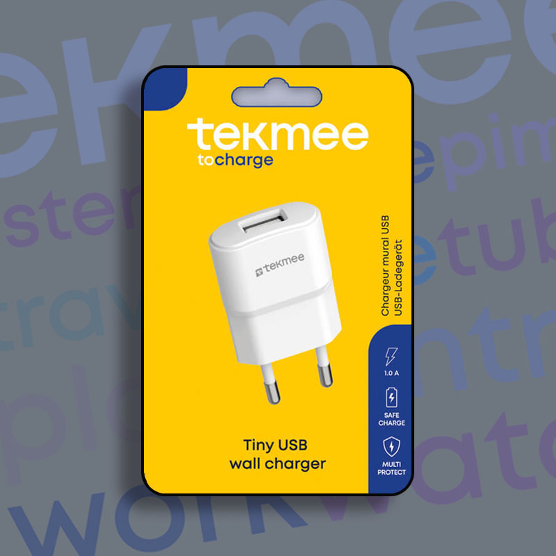TEKMEE 1A USB WALL CHARGER WHITE