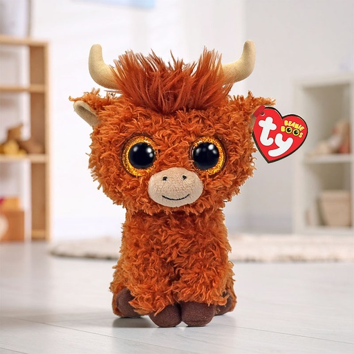 [00020838] TY BEANIE BOO ALFIE HIGHLAND COW BROWN 15cm