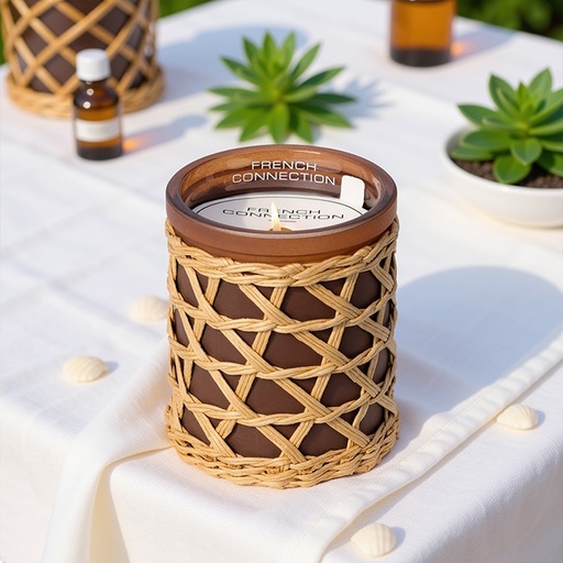 [FCC001BRS] FRENCH CONNECTION WOVEN CANDLE BLACK CHERRY&CEDARWOOD 206G SMALL