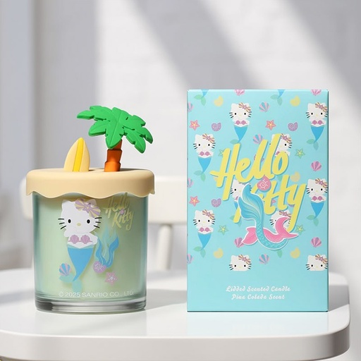 [HKSEASC01SU] HELLO KITTY SUMMER CANDLE WITH SILICONE LID PINA COLADA 206G