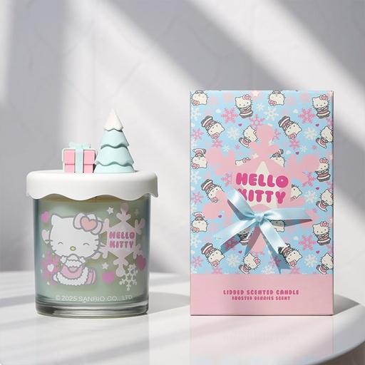 [HKSEASC01W] HELLO KITTY WINTER CANDLE WITH SILICONE LID FROSTED BERRIES 206G