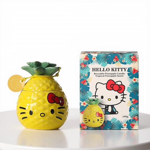 [HKSEASC02SU] HELLO KITTY SUMMER CANDLE REUSABLE JAR TROPICAL PINEAPPLE 140G