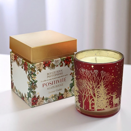 [00336003-6] BOUGIE BIJOU PHOTOPHORES "POSITIVITÉ WITH NECKLACE & NATURAL STONE