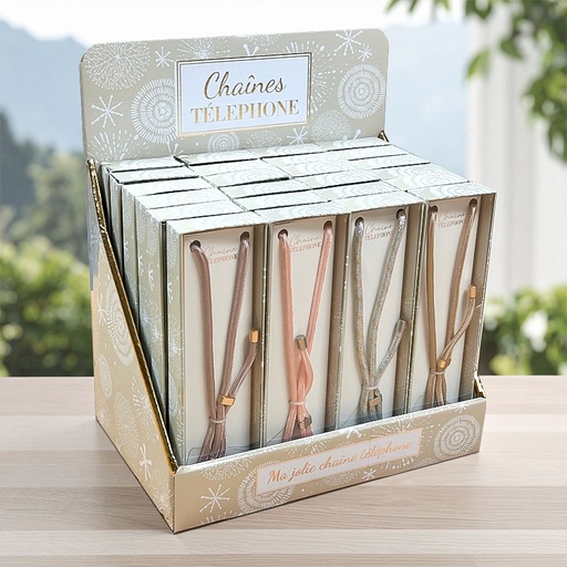 [00336280] TELEPHONE CORD GLITTER ASSORTIMENT DISPLAY /24