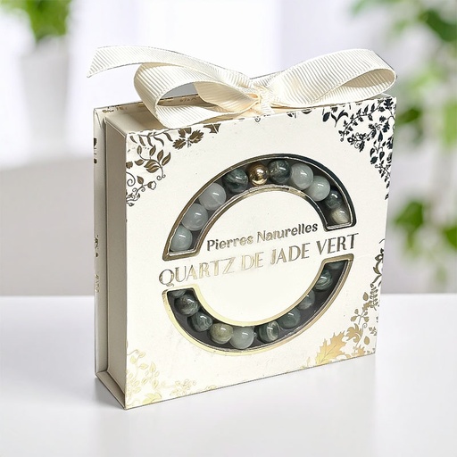 [00332001-6] BRACELET PIERRE NATUREL ACIER QUARTZ DE JADE VERT