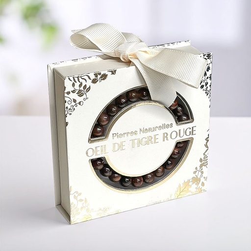 [00332001-12] BRACELET PIERRE NATUREL ACIER OEIL DE TIGRE ROUGE