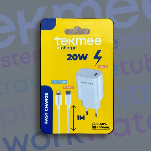 [41430125] TEKMEE 20W FAST CHARGER KIT IPHONE (NEW DESIGN)