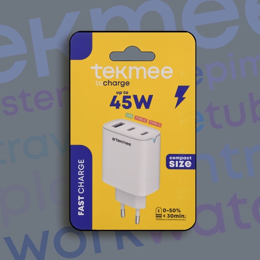 [40430337] TEKMEE 45W 3-PORTS FAST WALL CHARGER