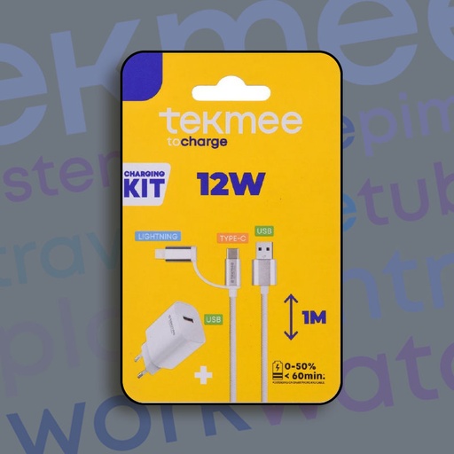 [40430381] TEKMEE 12W 2 IN 1 TRAVEL KIT (LIGHTING & USB-C CHARGING)