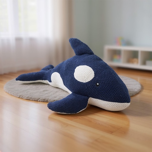 [00021120] WHALE NAVY BLUE COTTON 40cm