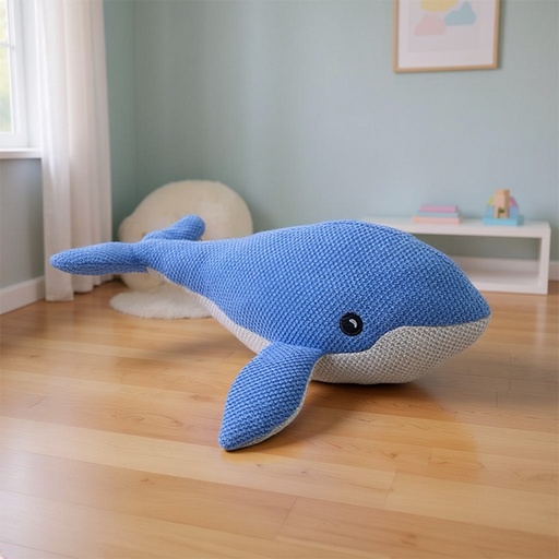 [00021130] WHALE LIGHT BLUE COTTON 38cm