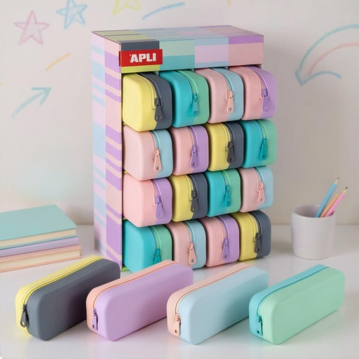 [00021943] PENCIL CASE SILICONE TWO TONE PASTEL /16