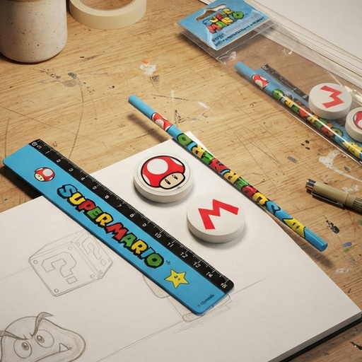 [00070109] STATIONERY SET SUPER MARIO 4pcs