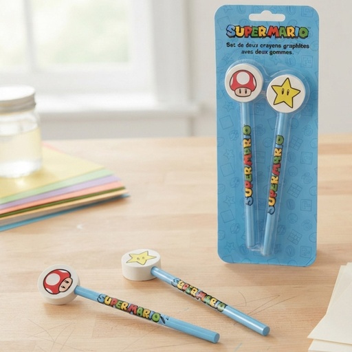 [00070110] PENCIL SET SUPER MARIO WITH ERASER