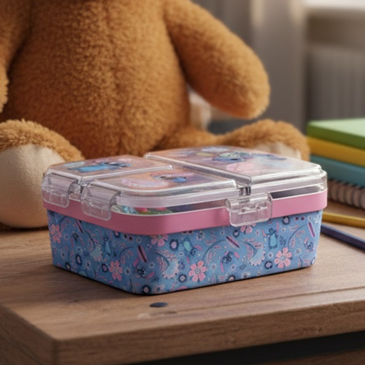 [00130525] LUNCHBOX MULTI COMPARTMENT STITCH PINK JUNGLE