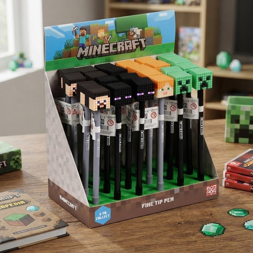 [00070132] PEN MINECRAFT WITH SILICONE TOP /24 DESIGN 1