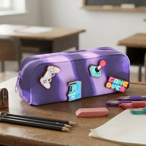 [00021933] PENCIL CASE SILICONE GAME OVER